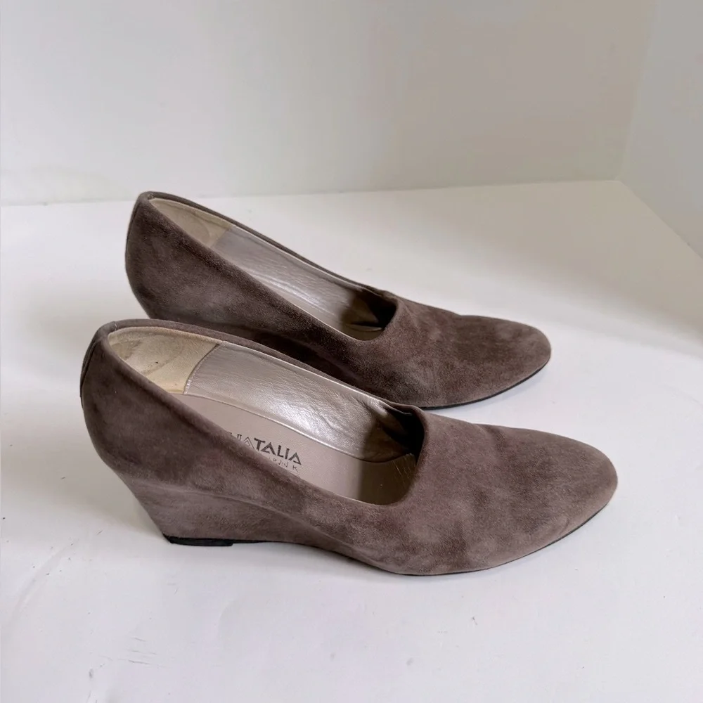 Aquatalia Women's Brown Suede Wedge Pumps Size 9